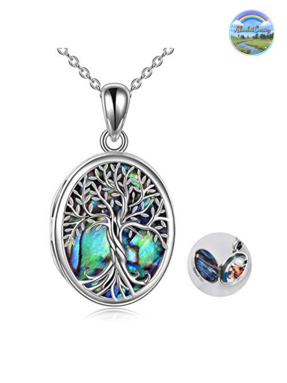 925 Sterling Silver Tree of Life Locket Necklace Photo Pendant